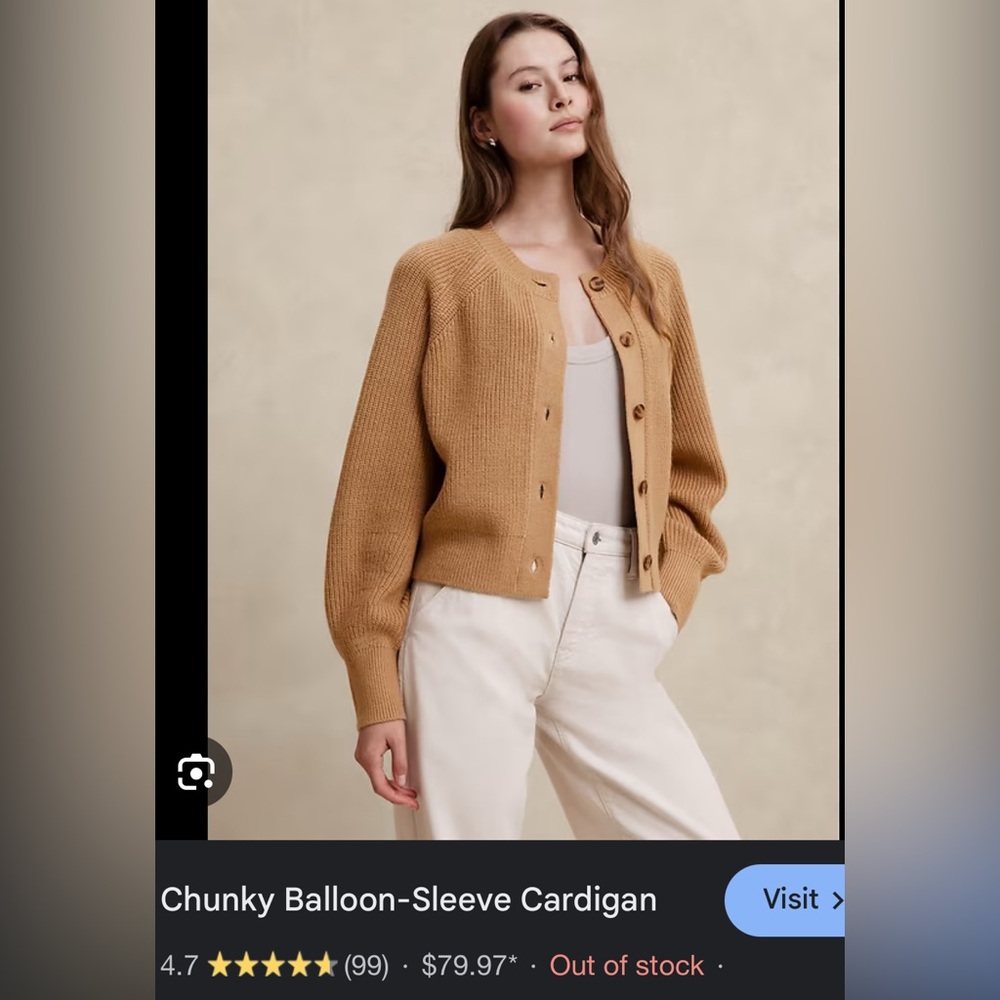 NWOT Banana Republic Chunky Balloon-Sleeve Cardigan